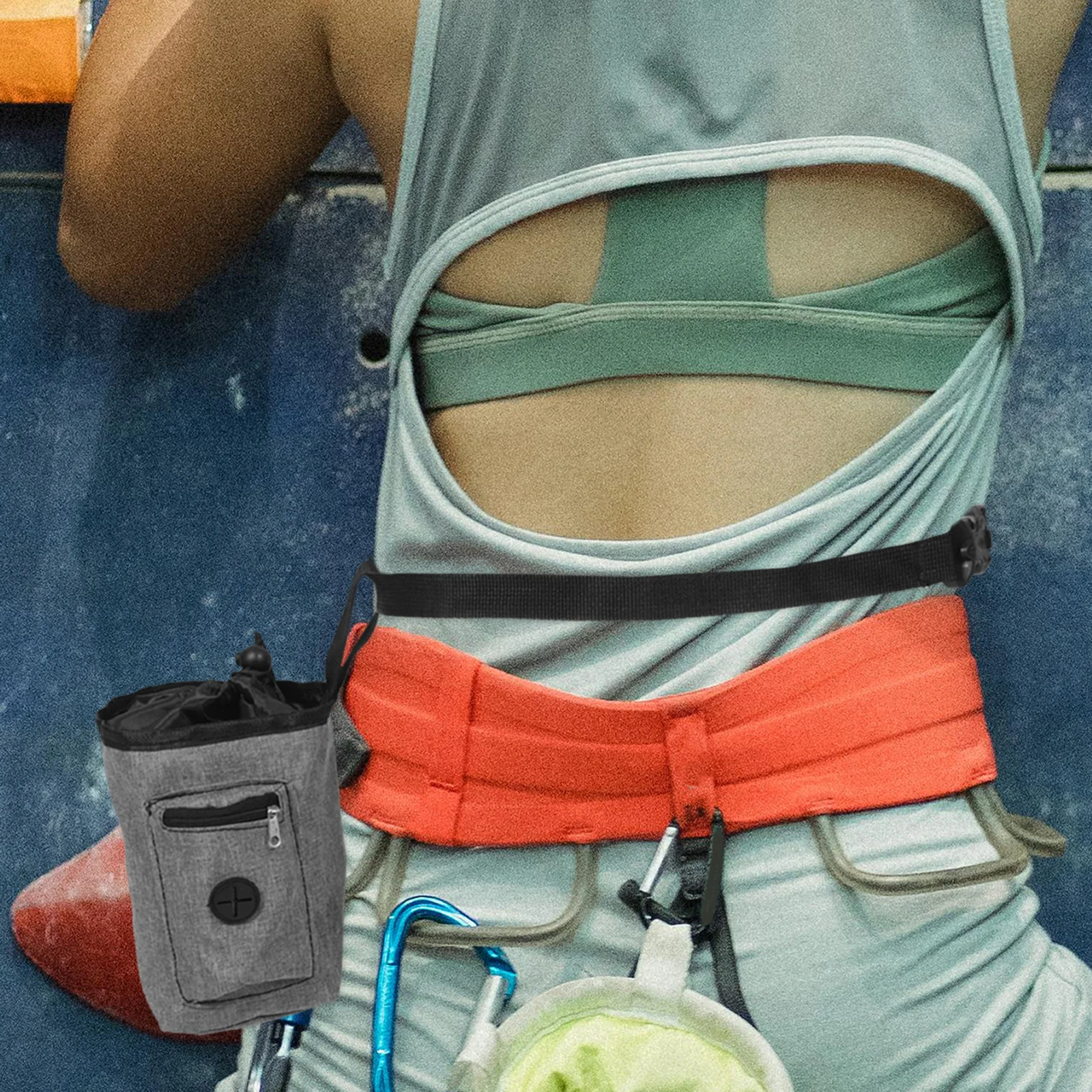 

Climbing Chalk Bag Oxford Cloth Antislip Durable Zippered Pocket Bouldering Chalk Bag Bucket for Sport Indoor Climbing