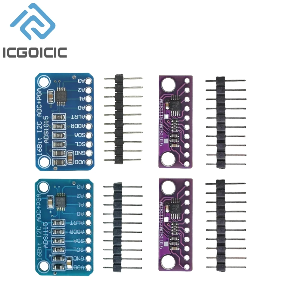 ADS1115 ADS1015 16 Bit I2C Module Precision ADC 4 Channel Development Board Pro Gain Amplifier 2.0V to 5.5V for Arduino RPi