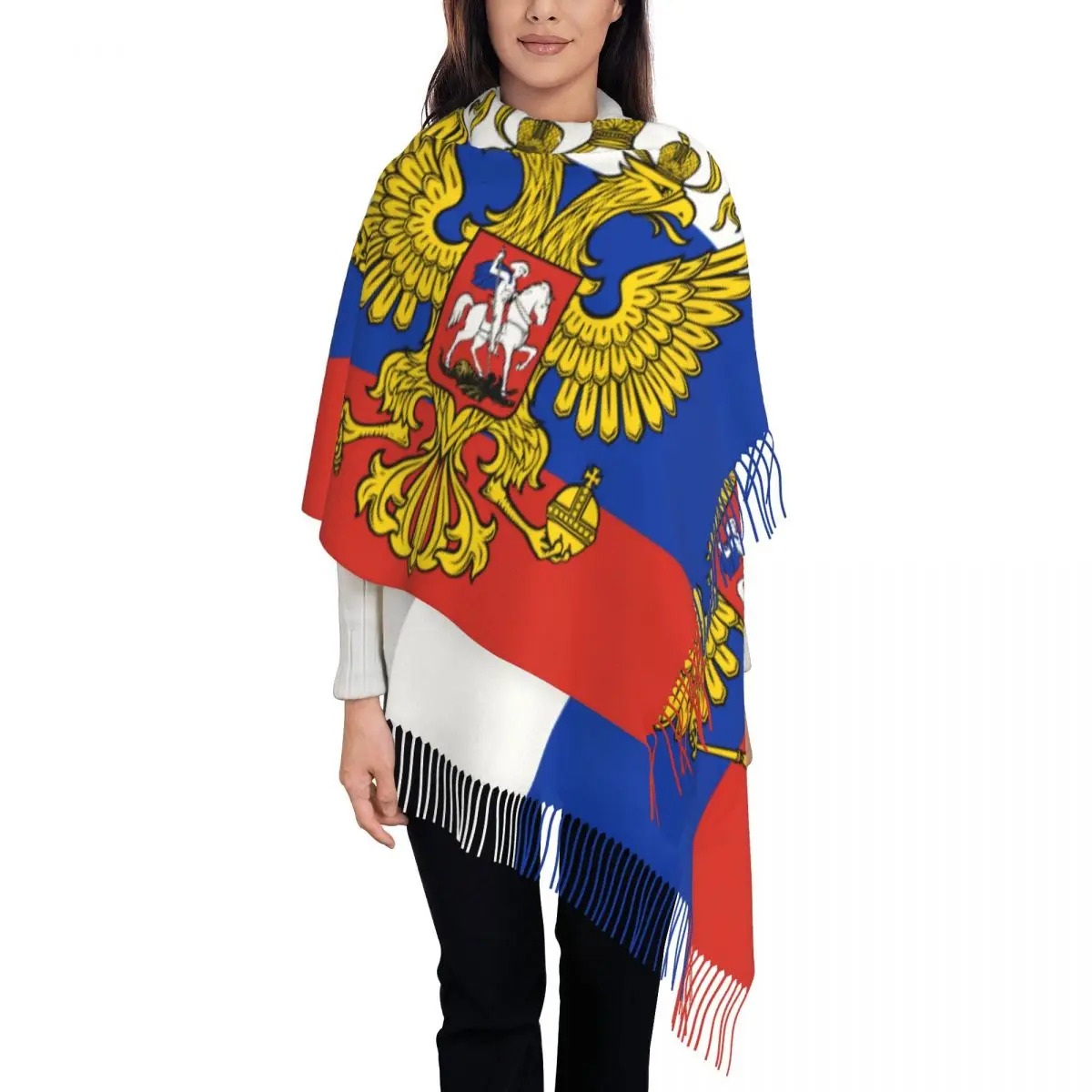 Personalized Print Flag Of The President Of Russia Scarf Women Men Winter Warm Scarves Coat of Arms Shawls Wraps