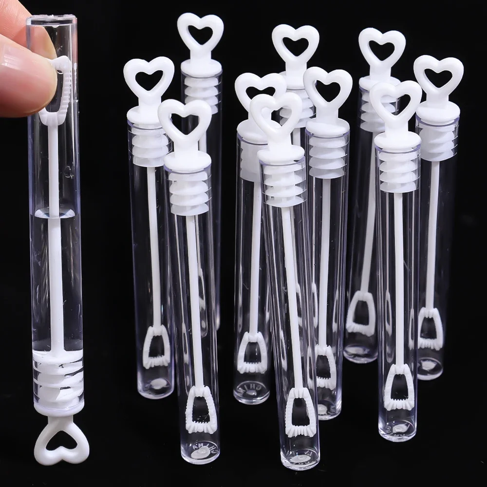 100/10Pcs Mini Bubble Tube Soap Bottle Transparent Love Heart Empty Bubbles Wand Baby Shower Birthday Wedding Party Decor Favors