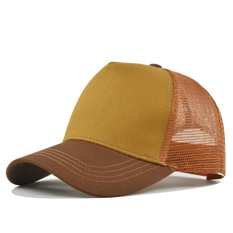 Custom Trucker Hat Logo Cotton Mesh Breathable Baseball Cap Women Men Summer Sunshade Mesh Cap 5 Panels Truck Hat Cap Wholesale