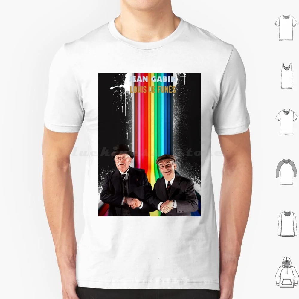 Jean gabin e louis de funes t camisa 6xl algodão legal t louis warps louis de funes jeans gabin jean gabin louis de funes e