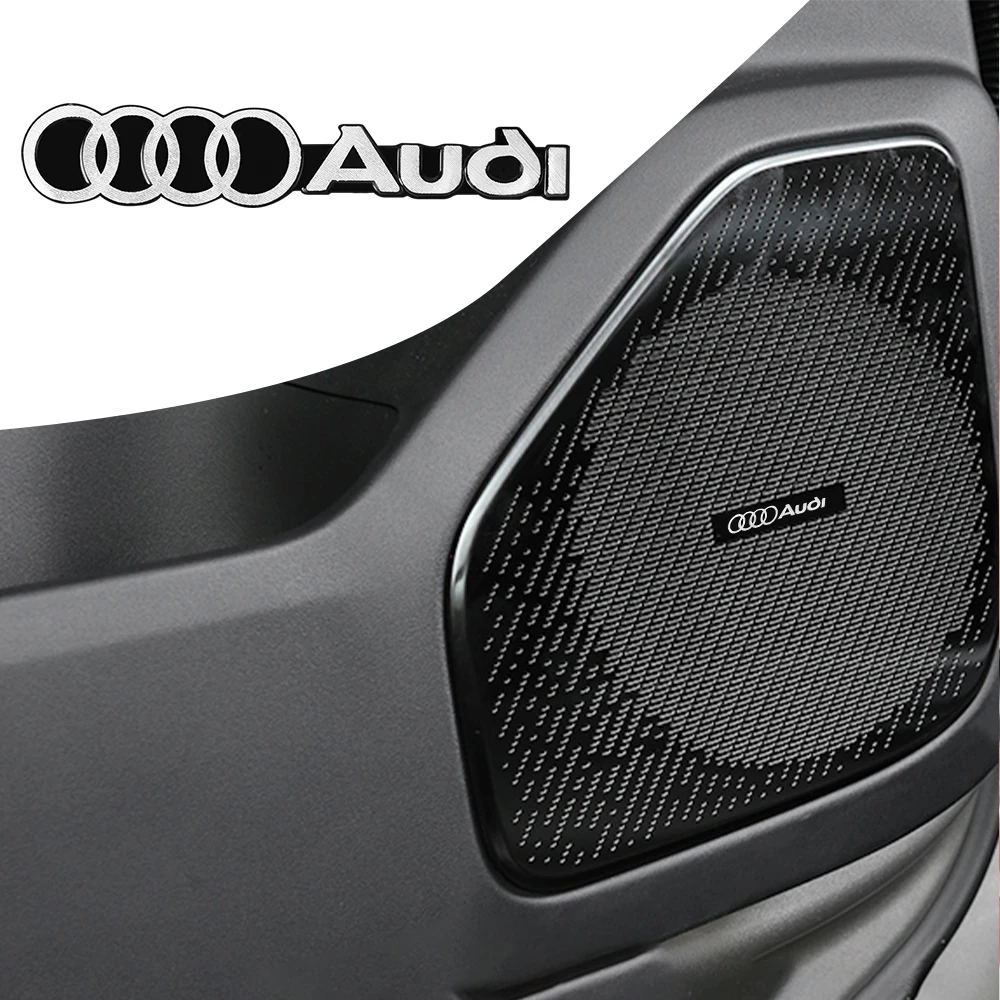 4Pcs Aluminum Car Audio Speaker Badge Stereo Emblem Sticker For Audi A1 A2 A3 A4 A5 A6 A7 A8 Q5 Q7 C8 B8 C6 Quyttro Sline RS Q2 view 2