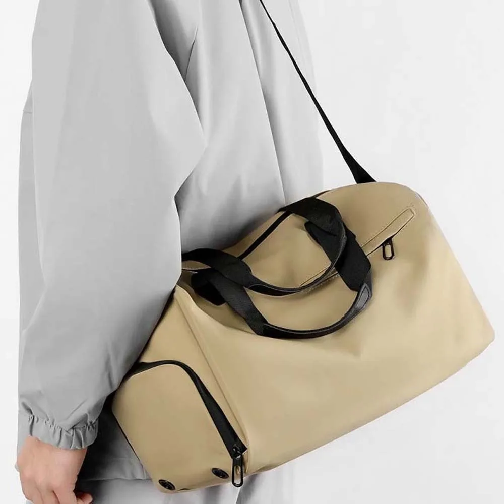 

High Density Fabric Unisex Travel Bag Dry Wet Separation Multi-functional Anti-splash Water Handbag Solid Color Polyester