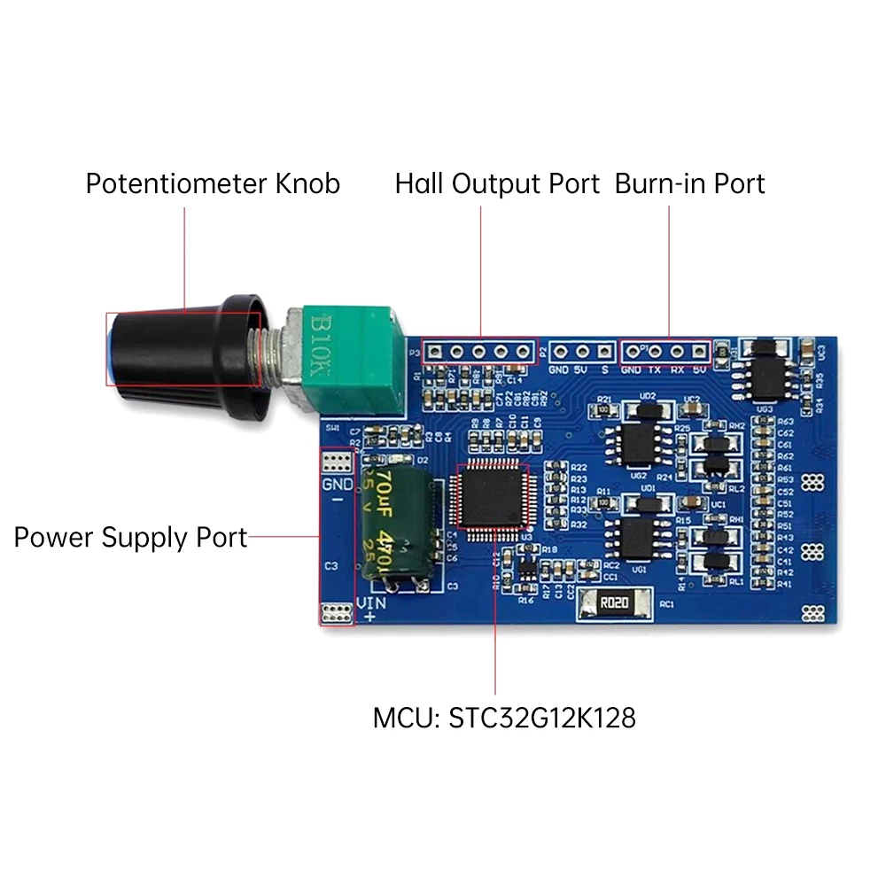 DC12-24V 10A 3-Phase Brushless Motor ESC Speed Motor Controller Module With Potentiometer Power Supply