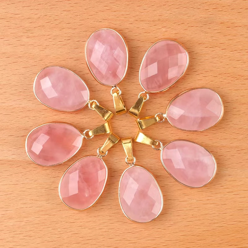 

Fashion good quality natural stone amethyst amazonite quartz irregular shape section pendants for jewelry making wholesale 8pcs