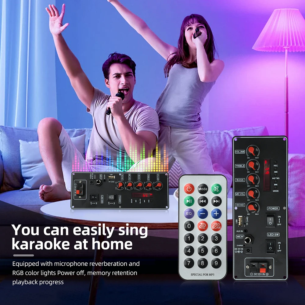 2x10W Bluetooth-Audioverstärker-Board MP3-Decoder mit Bluetooth 5.0, TF, USB, FM-Unterstützung für DIY-Karaoke-Heimlautsprechersystem – Detail 3