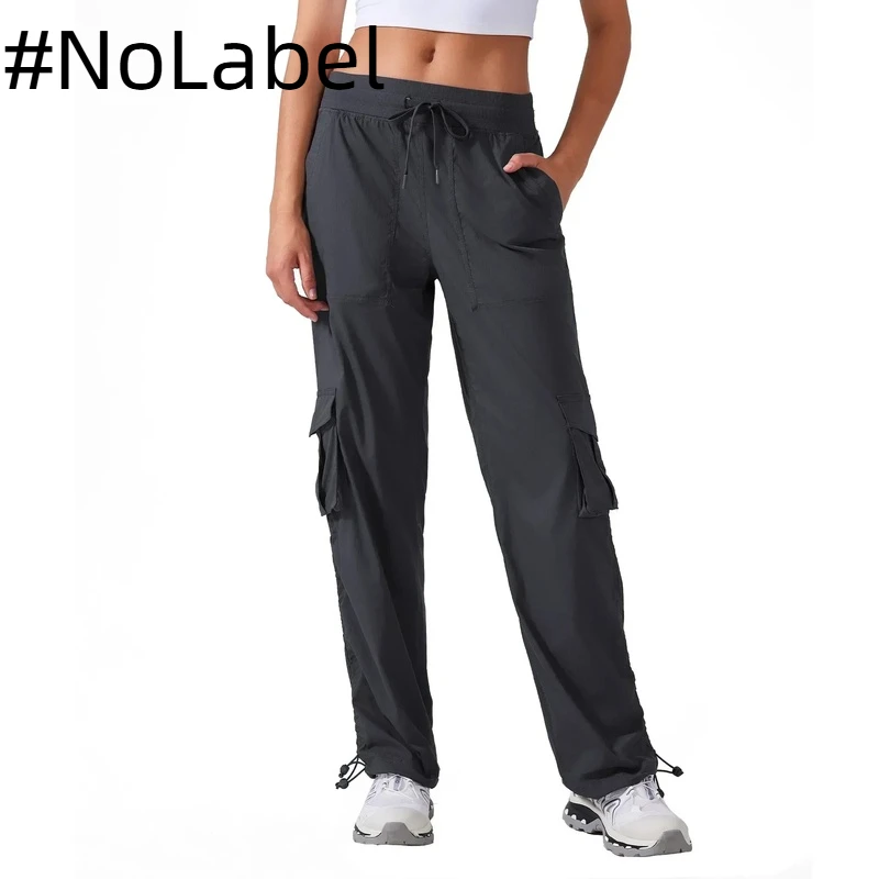 NoneLabelCollection Outdoor Running Pants Lightweight Quick Drying Fitness Sports Multi Pockets Wide Leg Workwear Casual Pants