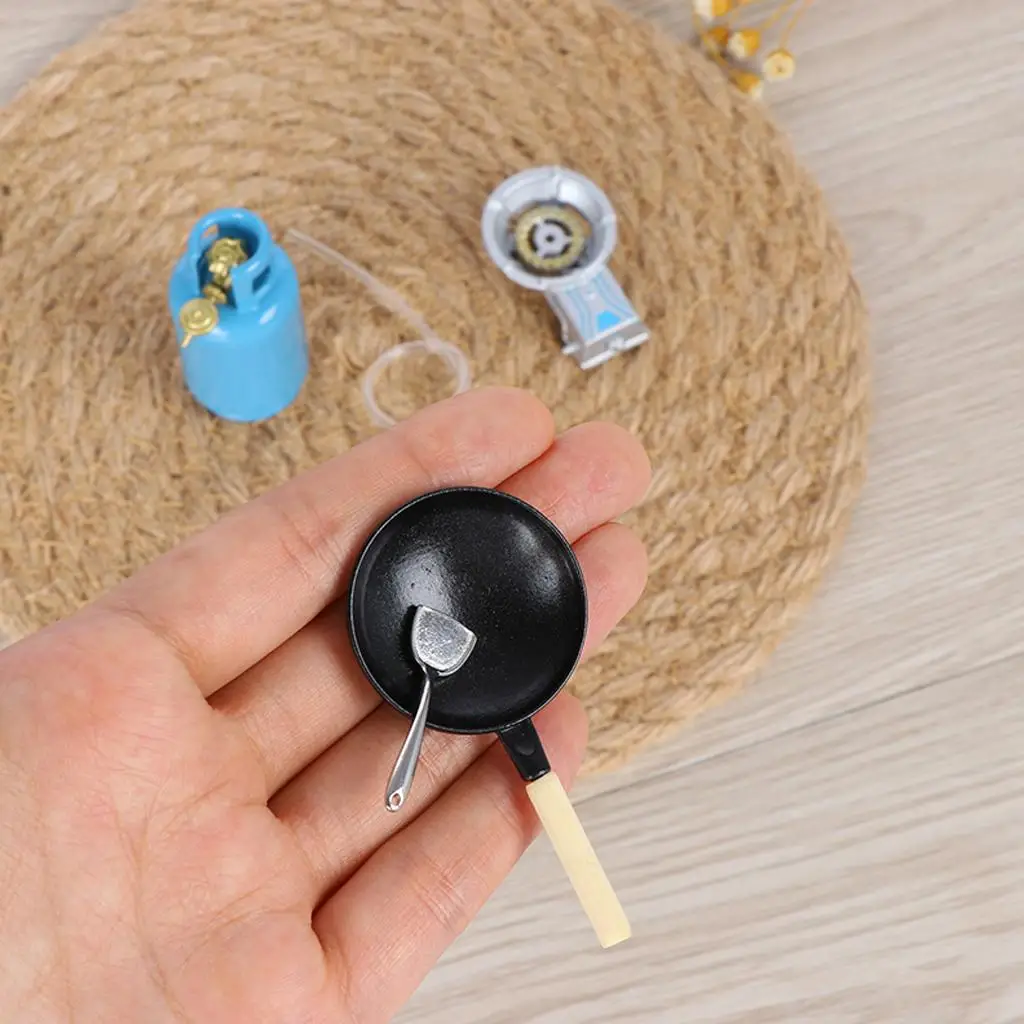 

12-й кукольный домик, миниатюрный кухонный бензобак, плита, вок, лопата, мебельный декор