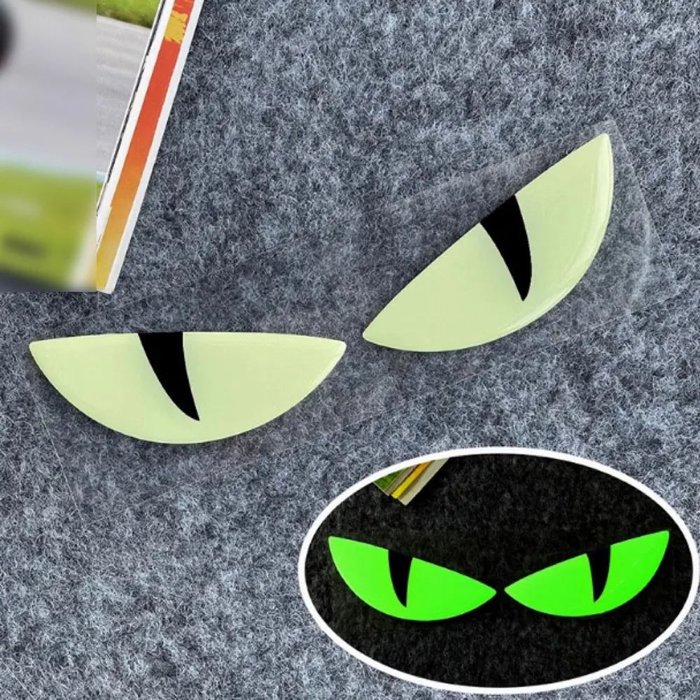 3D Luminous Motorcycle Reflective Fender Devil's Sticker Cute Eyes Scooter Windshield Decal Improves Night Visibility Safety