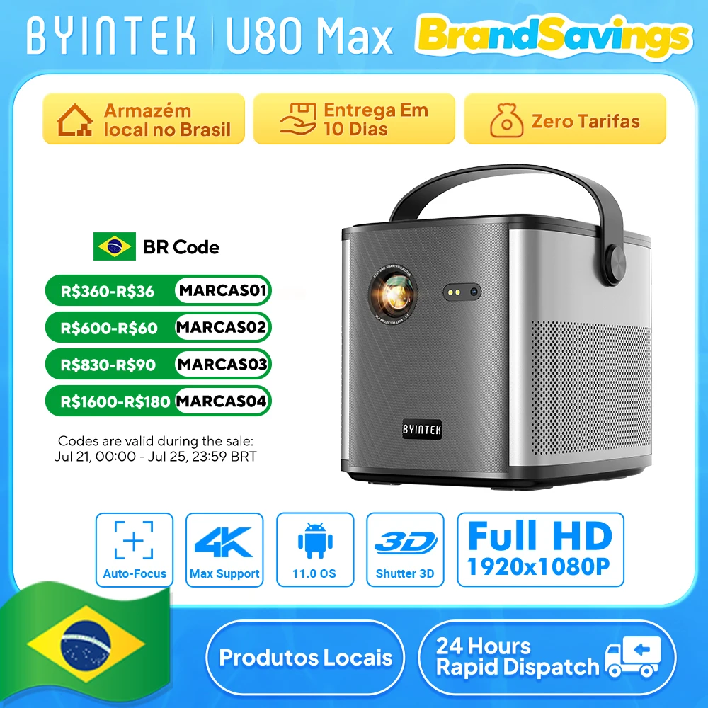 BYINTEK U80 Max проектор 3D 4K кинотеатр Android 11