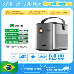 Byintek U80 Max Proyektor 3D 4K Bioskop Android 11.0 WiFi Mini Portabel 1080P Proyektor DLP Video Teater Rumah dengan Baterai 8 proyektor dlp 4k penjualan terbaik - №