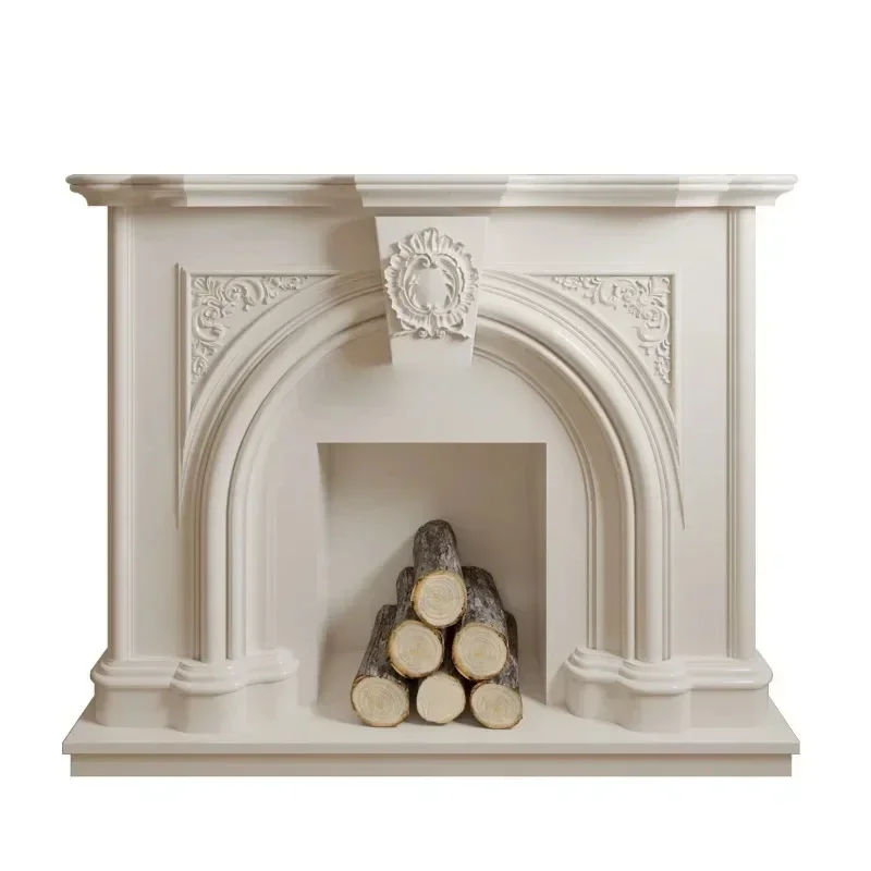 cqyLight luxury modern arched fireplace decorative cabinet French solid wood design display cabinet carved exhibition hall B & B