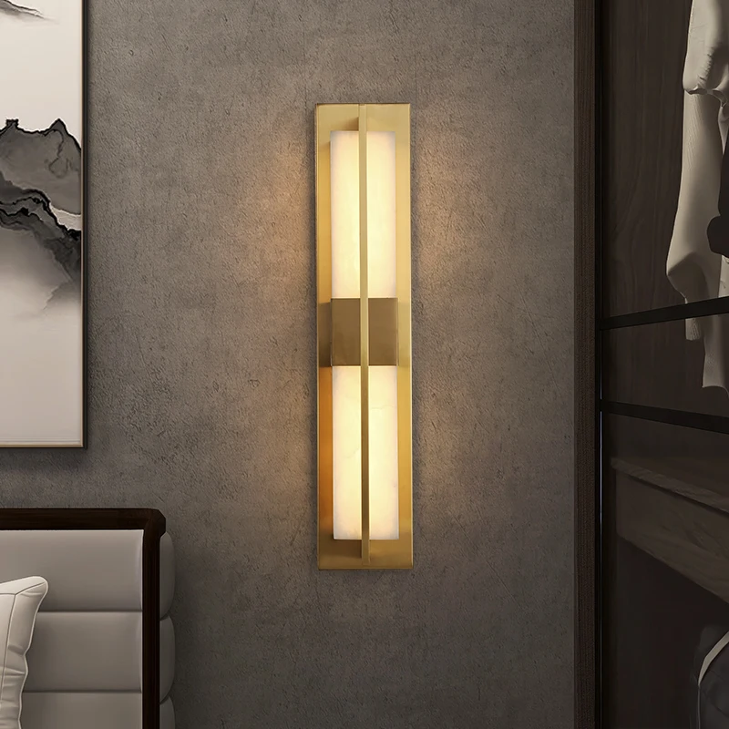 RONIN Brass Wall Light LED Modern Luxury Marble Sconces Fixture Indoor Decor for Home Bedroom Living Room Corridor