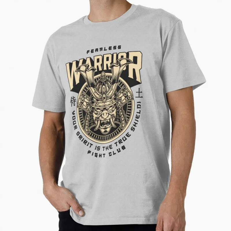 

Fearless warrior with oni mask, oni mask, japanese culture Gift t shirt for men Large size tops 100% cotton printed clothes
