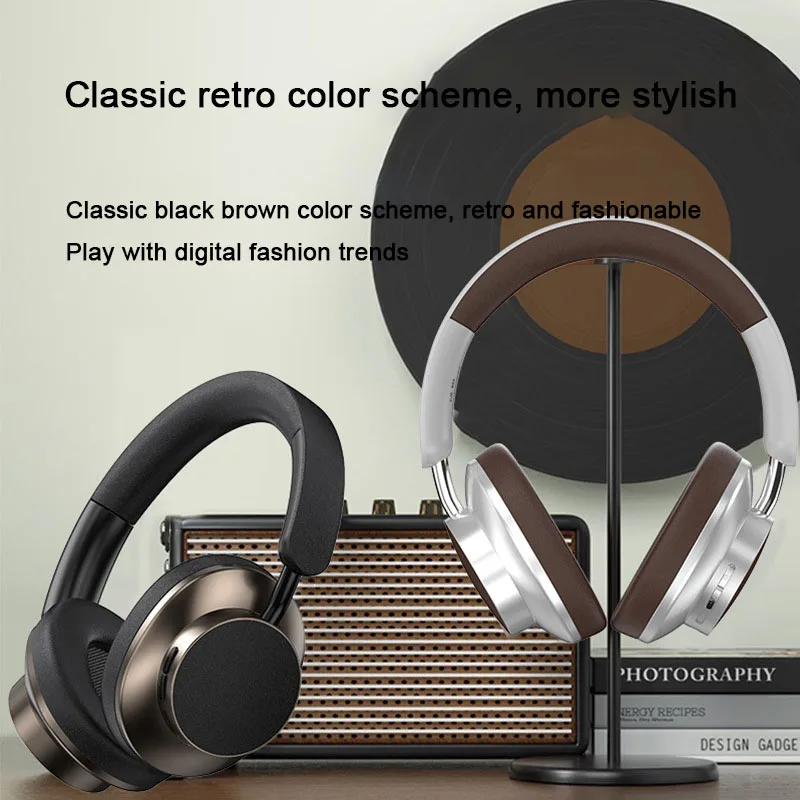 Retro Headphone Wireless Bluetooth 5.3 Metal Retractable Transport