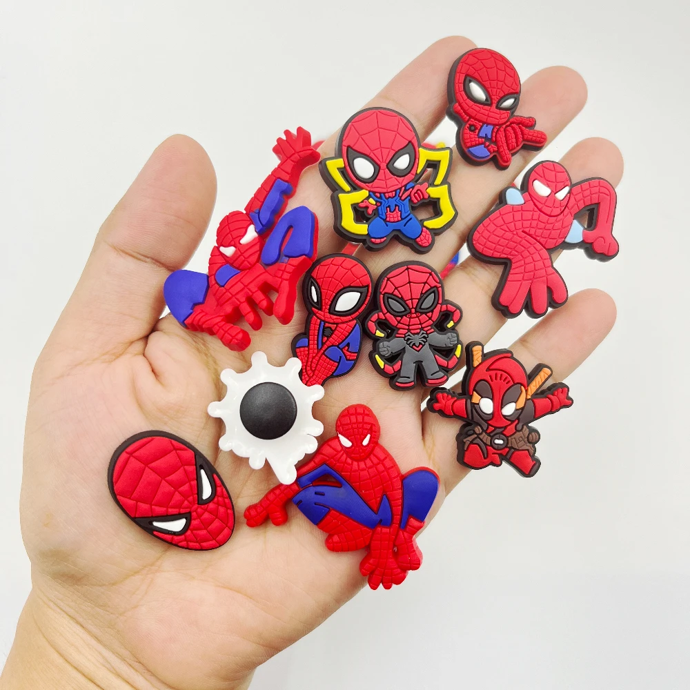 16pcs MINISO Spider-Man Shoes Charms Accessories Fit Clog Backapck Wristbands Shoe Decorate Buckle Christmas Parties Kids Gift