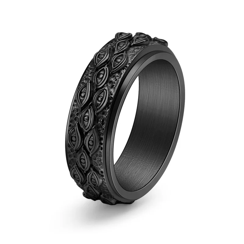 Anillo Retro de Ojo de Dios para hombre, anillo de relajación antiansiedad, anillo gótico giratorio de alma oscura, joyería para hombre, anillo de boda para pareja, regalo de fiesta