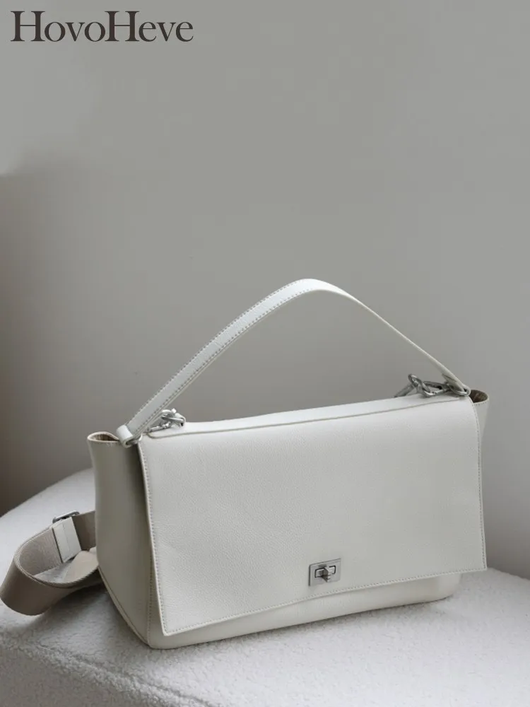 

Fashion Women New Hasp Cowskin Genuine Leather Handbag Casual Underarm Crossbody Single Shoulder Bag Vintage Office Designer