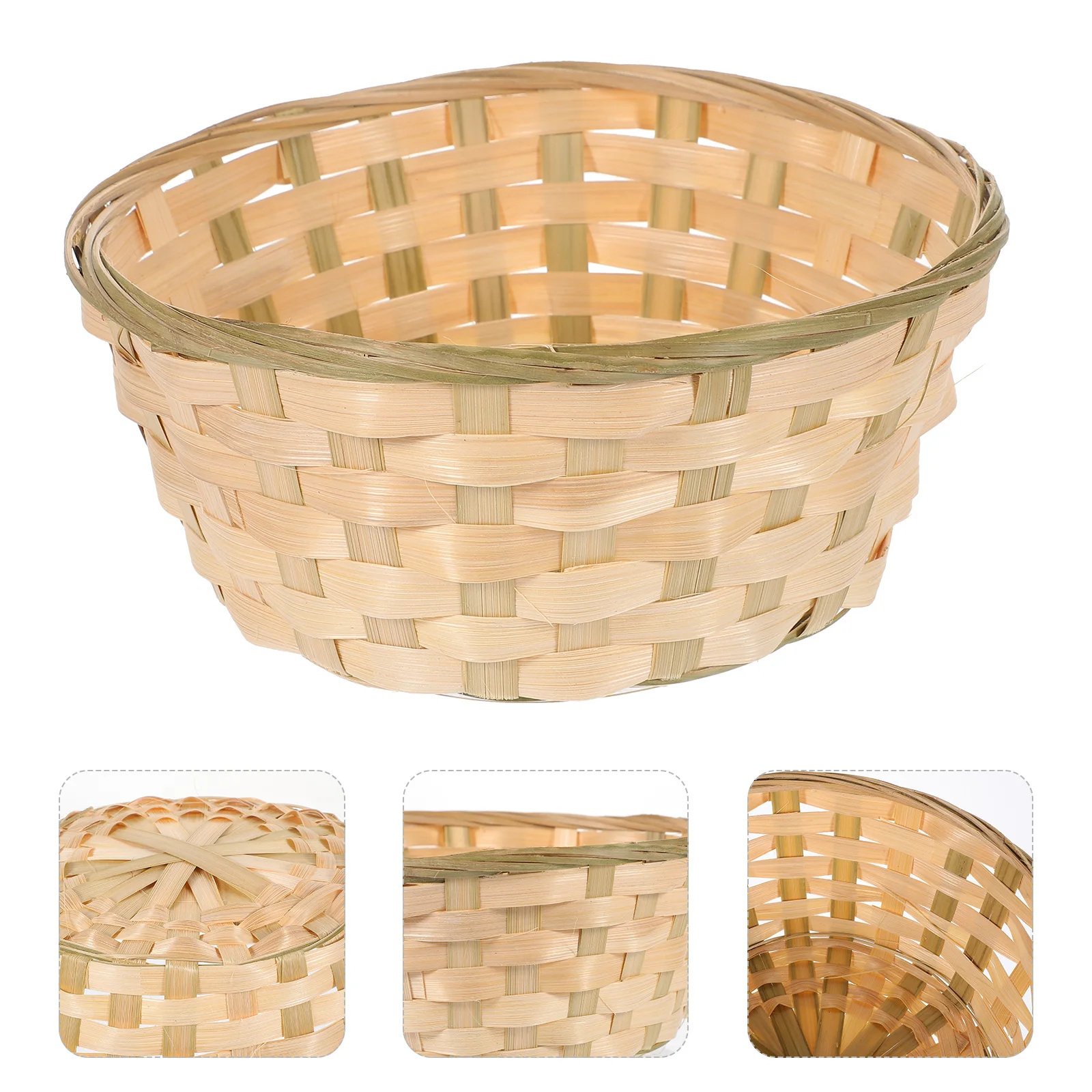 

2Pcs Bamboo Basket Round H woven Storage Baskets Egg Easter Practical Lightweight Small Desktop Decor Home