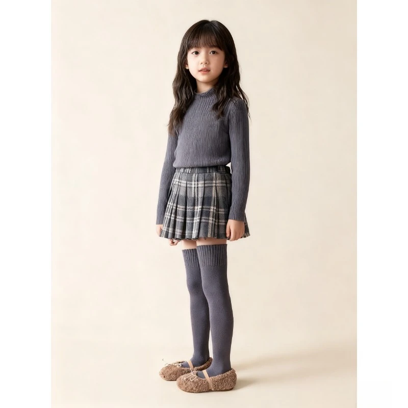 Warm Soft Cotton Knee 48cm High Socks For 3-12T Kids Solid Color thicken Legging Stockings Spring Autumn Childrens Socks 1 Pair