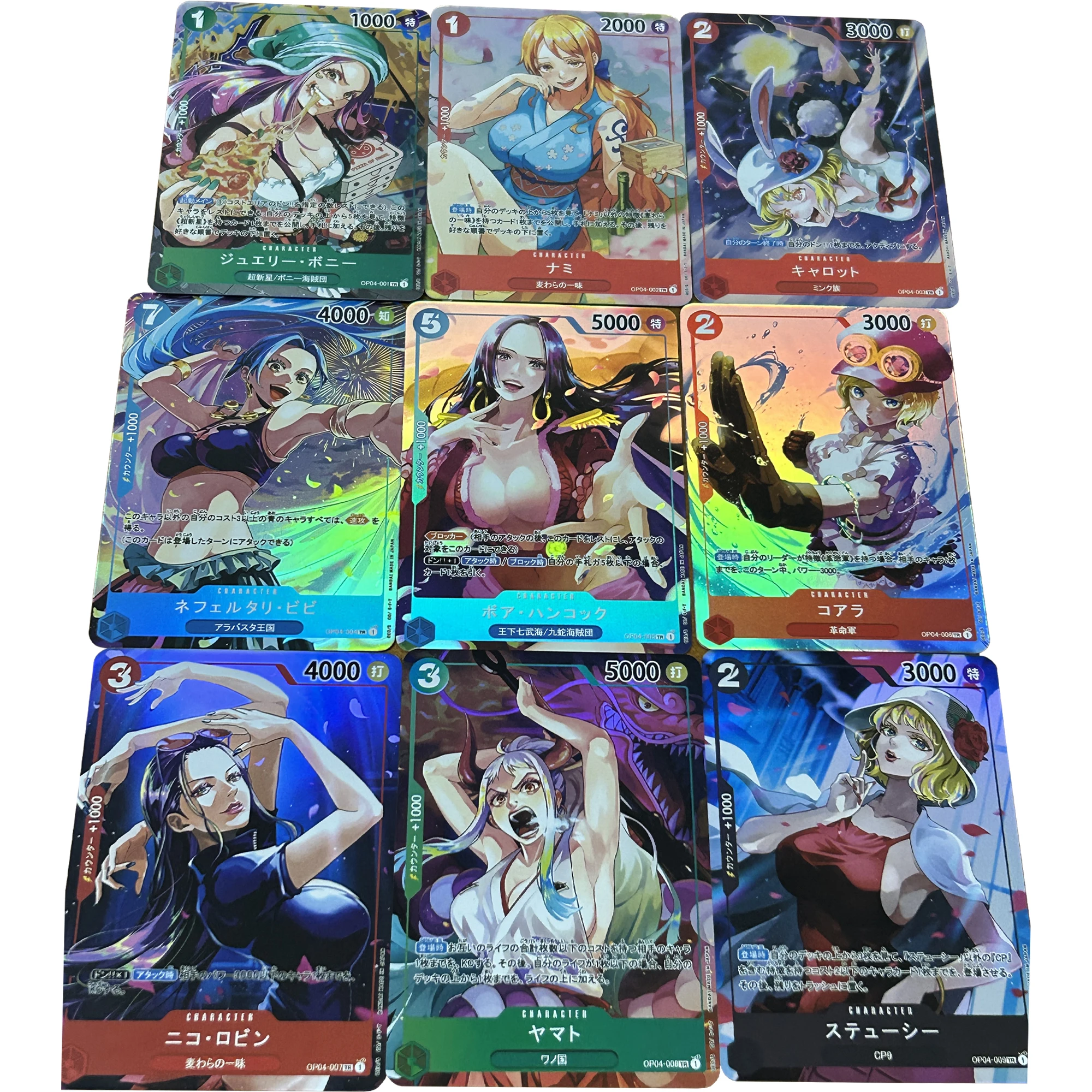 

Diy 9Pcs/set ONE PIECE Girls Color Flash Card OPCG Nami Vivi Yamato Hancock Robin Colorful Series Gift Toys Game Anime Card