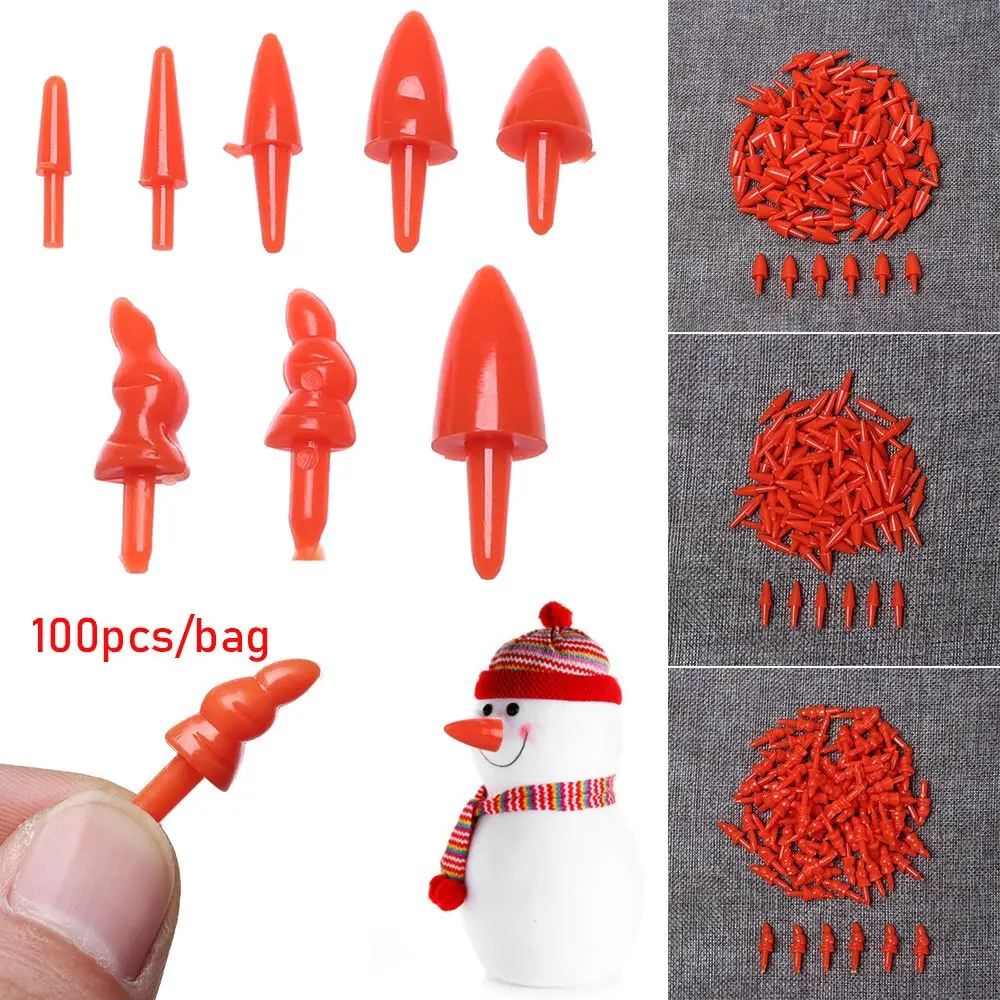 100pcs/bag Plastic Snowman Red Nose 8 Sizes Craft DIY Doll Nose Santa Claus Nose for Sewing Crafting Doll Puppet