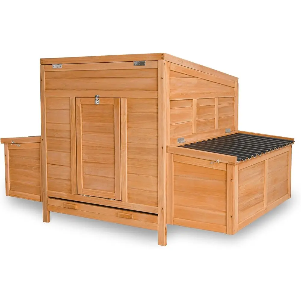 

Weatherproof 59 Wooden Chicken Coop for 4-6 Hens with 2 Large Nesting Boxes - Yellow