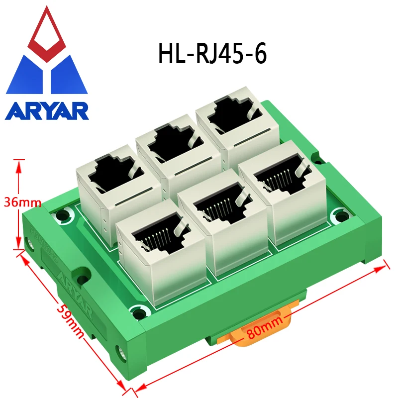 6 Way 6 Port RJ45 8p8c Female Socket to Terminal Block Adapter Pcb Board Network Port RJ45 Vertical Ethernet Connector Converter