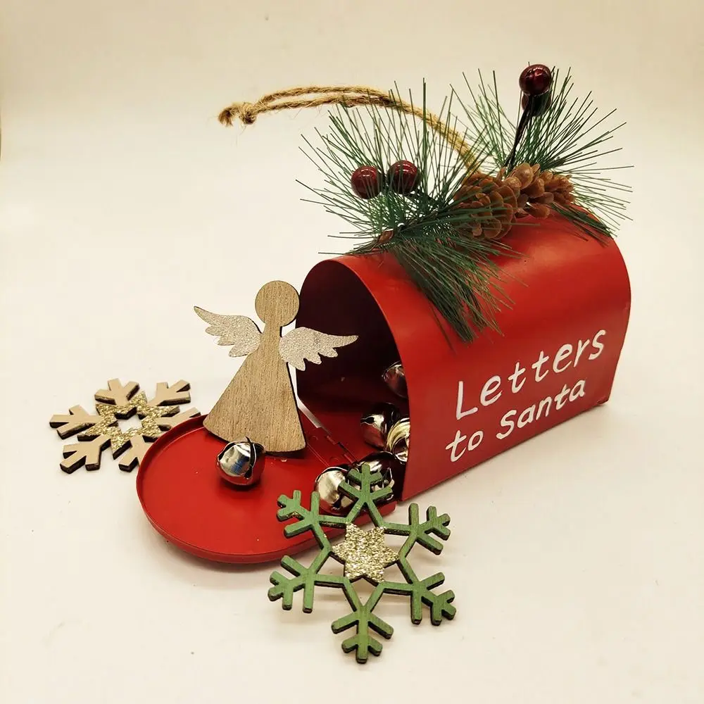 New Year Christmas Iron Mail Box Hanging Decoration for Home Metal Ornament Christmas Tree Pendant Letters From Santa Claus