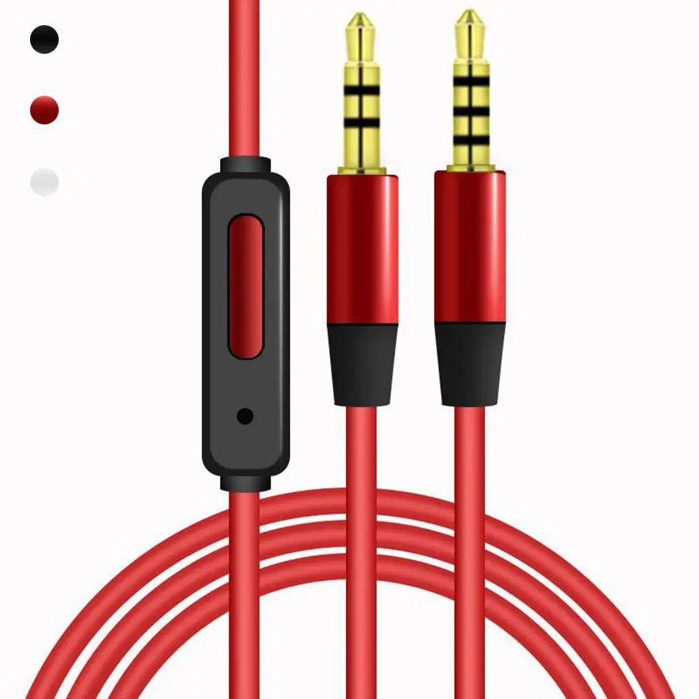 1.2m Audio Cable 3.5mm Jack Stereo Aux Cord Line Male to Male with Mic Volume Control for Headphone Car Speaker