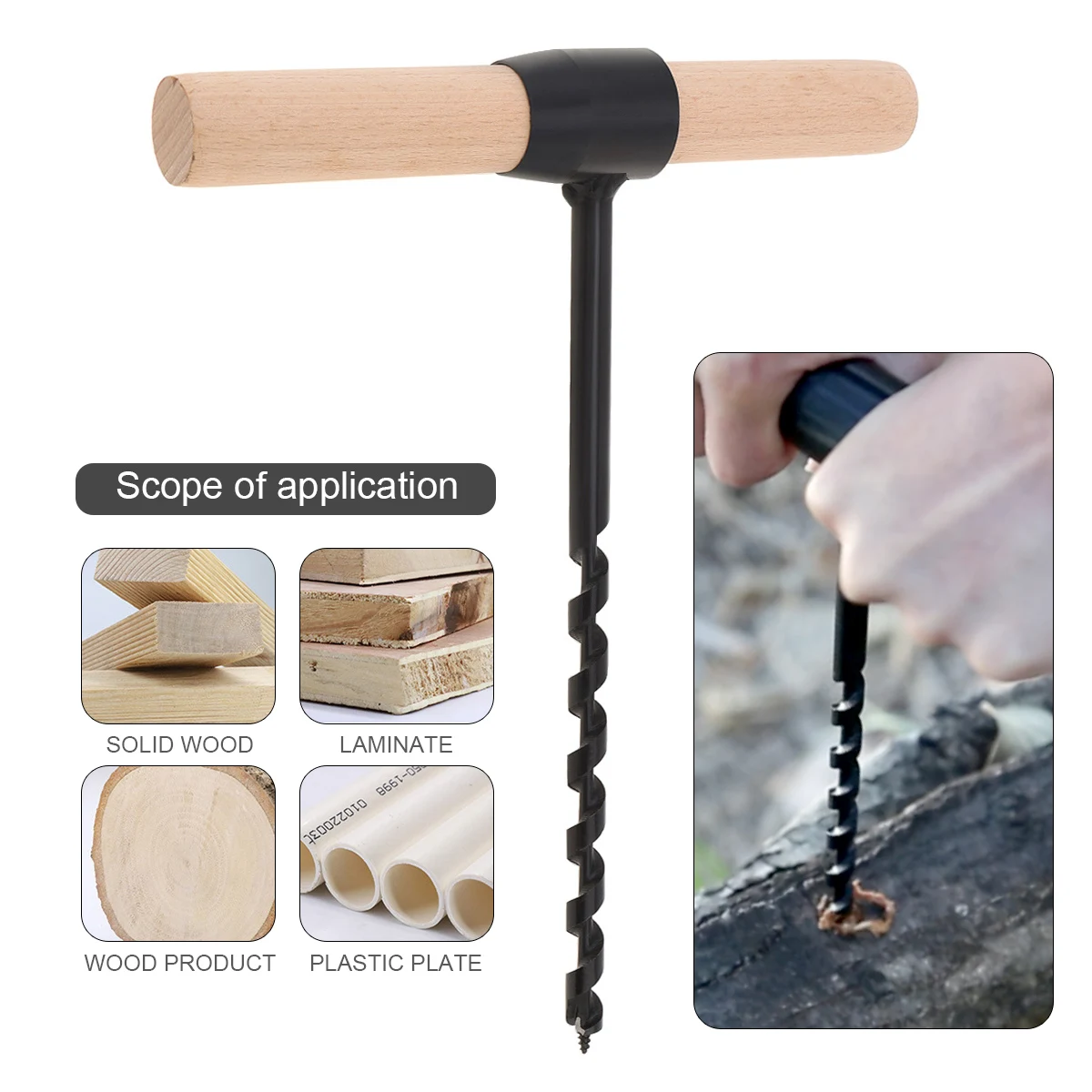 Broca de supervivencia Manual multiusos, broca de sierra de agujero para carpintería con palo de madera, taladro de mano, broca de taladro de barrena de madera Manual, 10-25mm