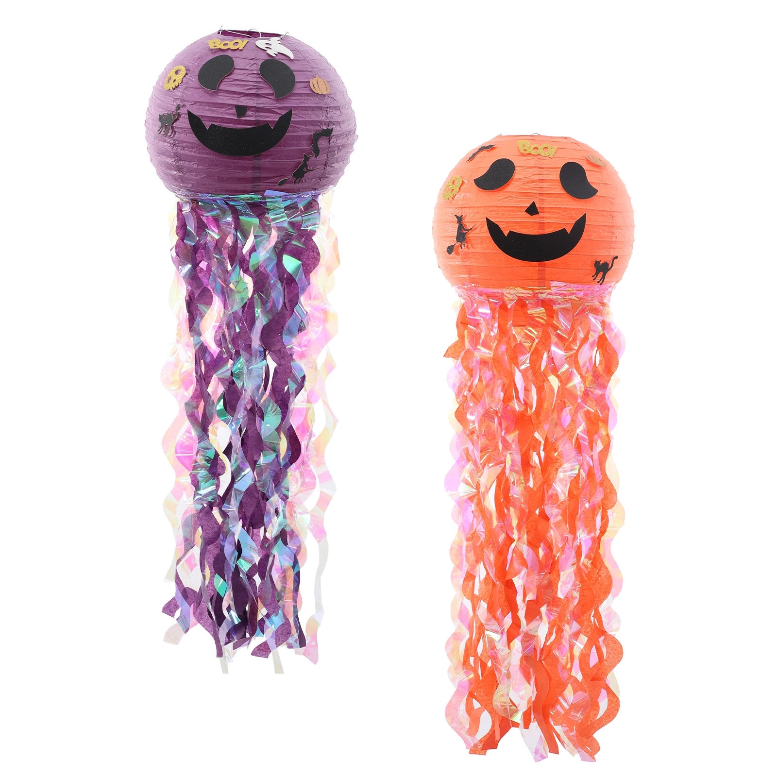 

2Pcs Pumpkin Jellyfish Paper Lanterns Halloween Hanging Decorations Party Supplies Lightweight Festive Layout