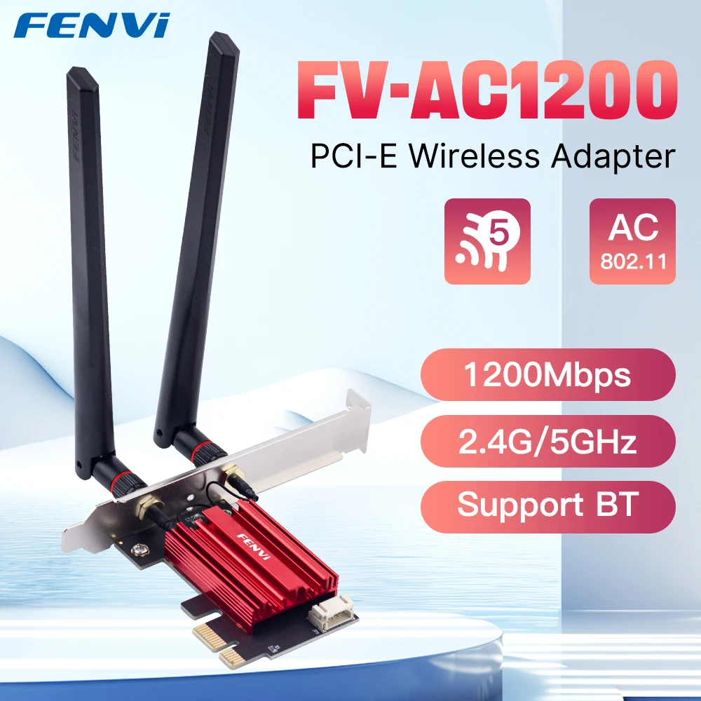 Fenvi AC1200 WiFi PCIE Adapter 2.4Ghz/5Ghz Bluetooth FV-AC1200 Dual Band Wireless Lan Card 802.11AC Wireless Receiver Win7/10/11