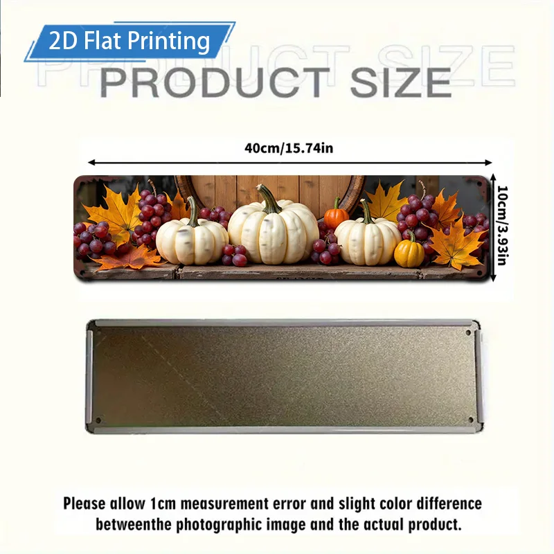1 szt. Metalowy Znak 4x16 cali Jesienne Zbóje Dynia i Winogrona Druk 2D Rustykalny Wystrój Farmy