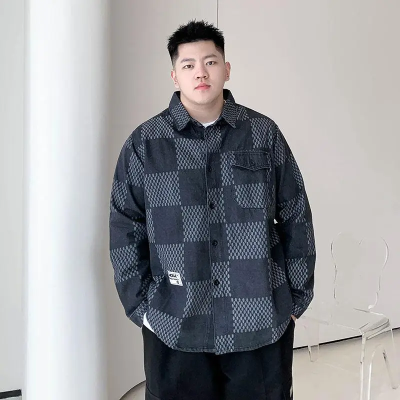 

Мужская свободная верхняя одежда в американском ретро-стиле, клетчатая, размер 300, весна-осень, новый дизайн, дышащая, для молодежи...