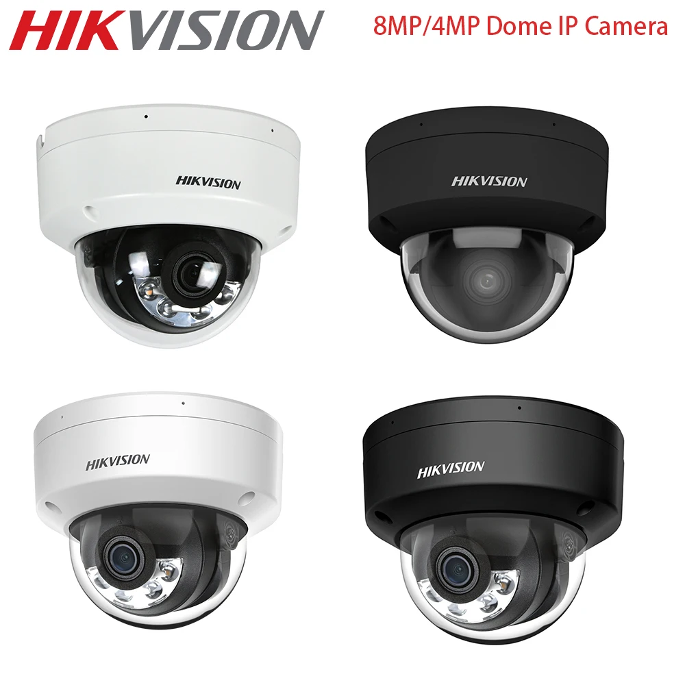 Hikvision 8MP 4MP Dome IP Camera ColorVu DarkFighter Acusense Color Night Vision Human Vehicle Detection White Black