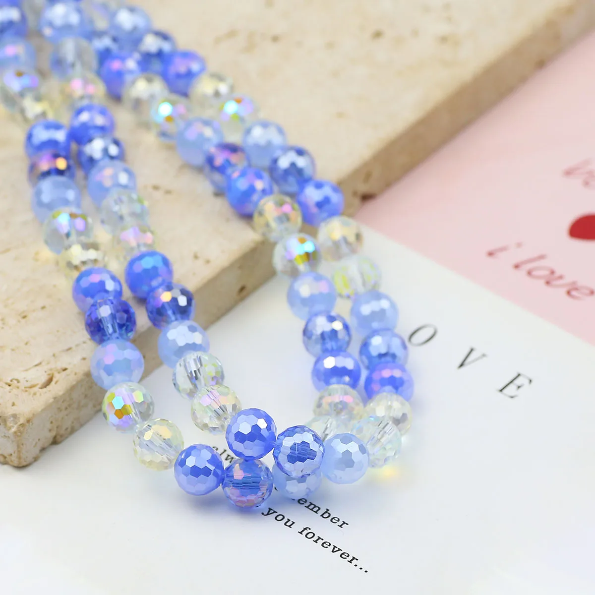 Blue Glass Crystal 96-sided Transparent Rounds Beads Loose Spacers For Jewelry Making DIY Bracelet Accessories 8MM 50-250PCS 