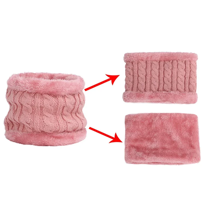 2021Cute Hat Scarf Set Beanie Cap Children's Hats Girls Fake Ball Pompon Twist Plush Keep Warm Winter Knitted Skullies Kids Bone