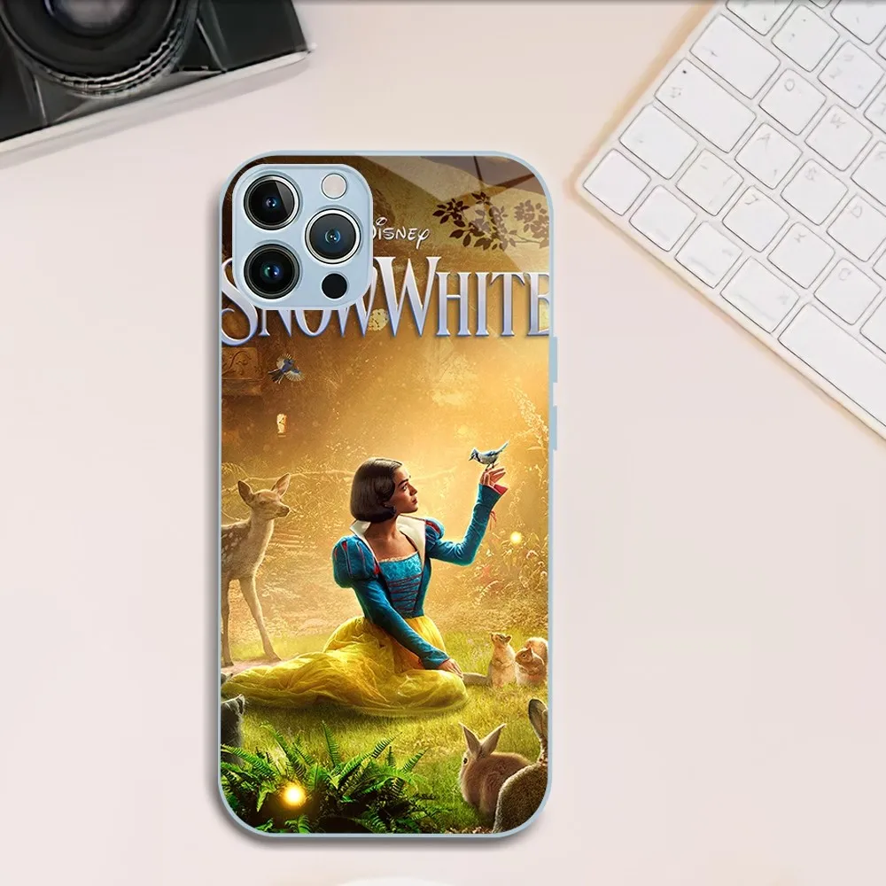 MINISO Disneys S-Snow White Phone Case For iphone Tempered Glass 11 14 12 13 Mini Pro Plus X XS MAX XR Cover