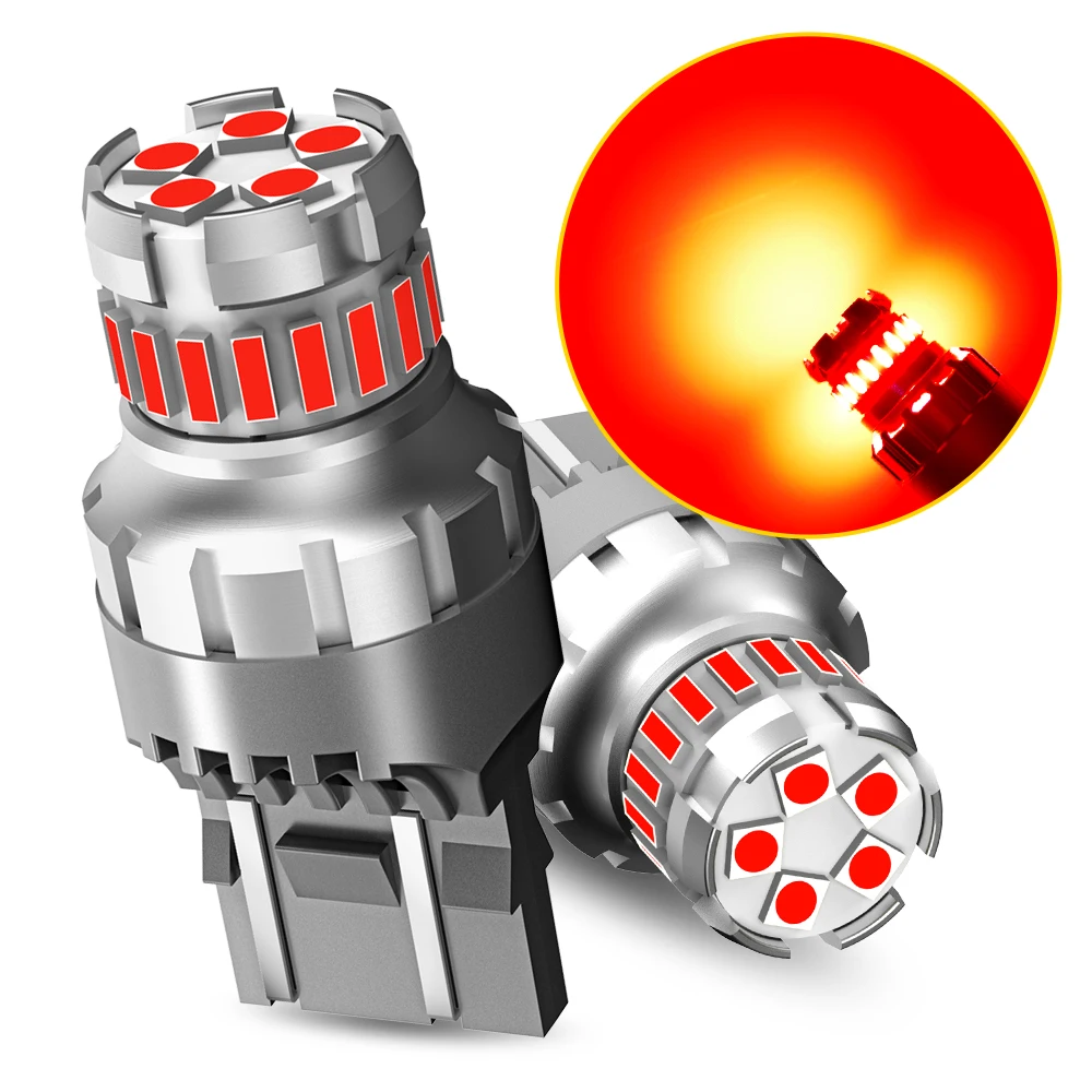 OXILAM 2Pcs T20 7443 W21/5W W21W 7440 1156 P21W 1157 P21/5W LED Canbus Red Brake Lamp Tail Rear Signal Lights Bulbs No Error 12V