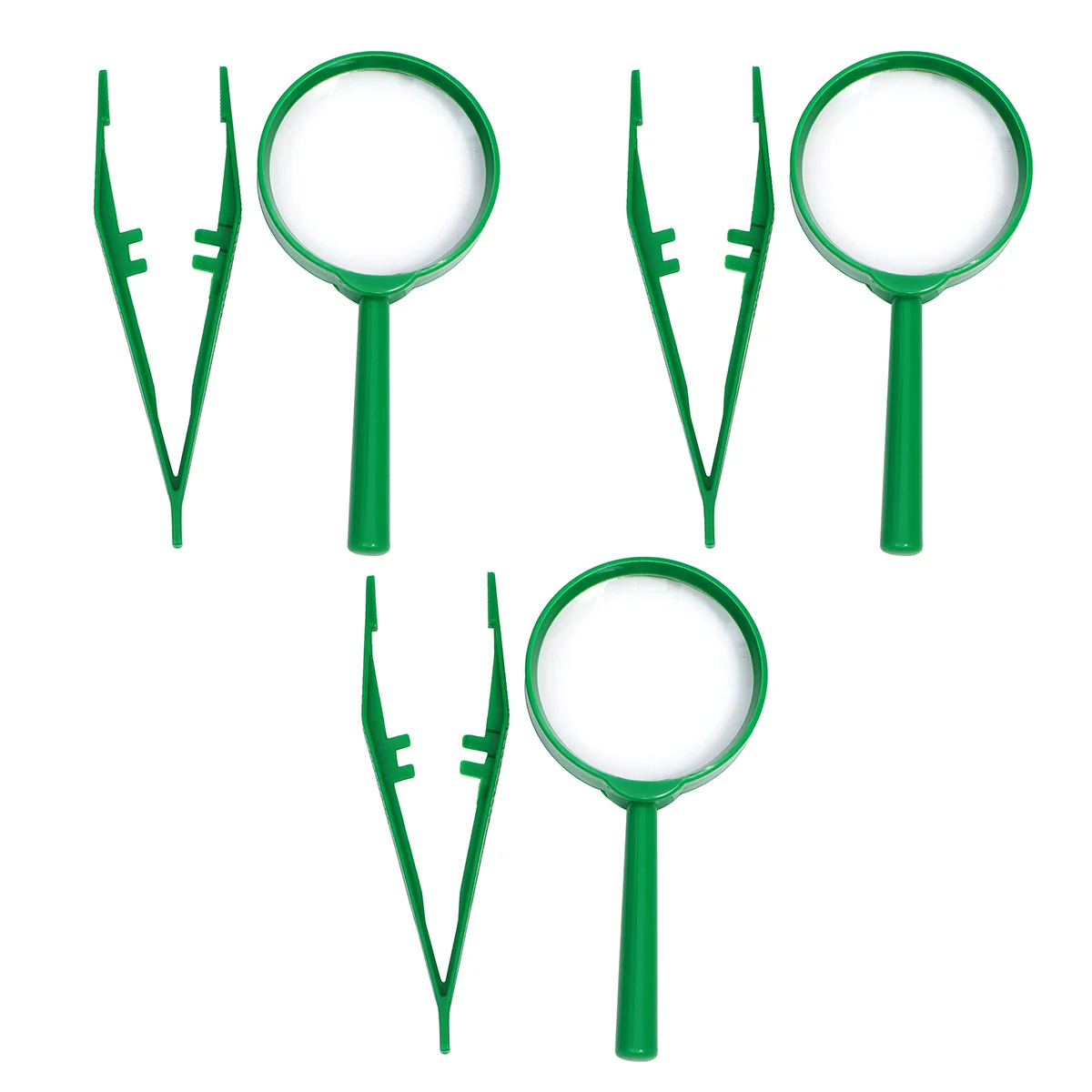 3Sets Handheld vergrootglas voor kinderen Observatieset Lichtgewicht pincet Natuurstudie Outdoor vergrootglas
