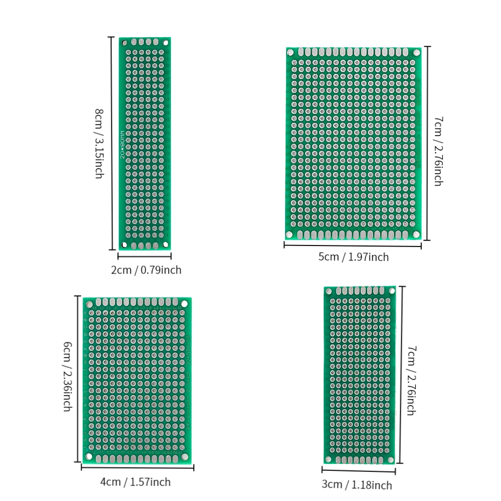 4PCS/Lot PCB Board Kit  5x7 4x6 3x7 2x8cm Green Double Sided PCBs Electronic Diy Kit Are Used To Construct Electronic Circuits