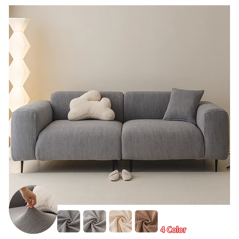 1PC Stretch Crinkle  Sofa Slipcover, Textured Elastic Couch Protector, Anti‑Scratch Washable Pet‑Friendly Furniture Cover
