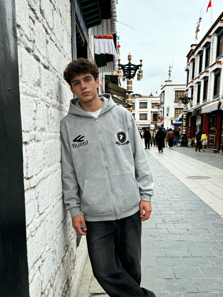 

Trendy Brand Camo Printed Hoodie Loose Fit Zipper Closure Street Style Autumn Winter Fashion Personalized Y2K Hooded Sweatshirt