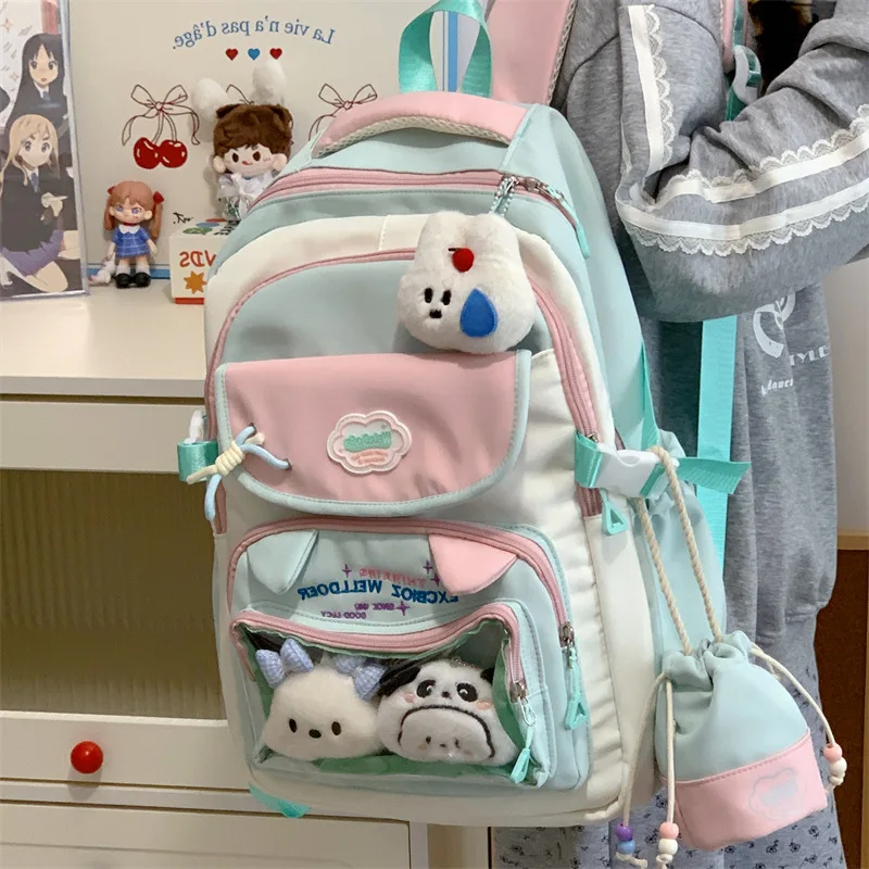Contrast color desihngirls backpack Good lookingandlargecapacityschool backpack for girls Pain bag tote bagforwomenAgiftforagirl