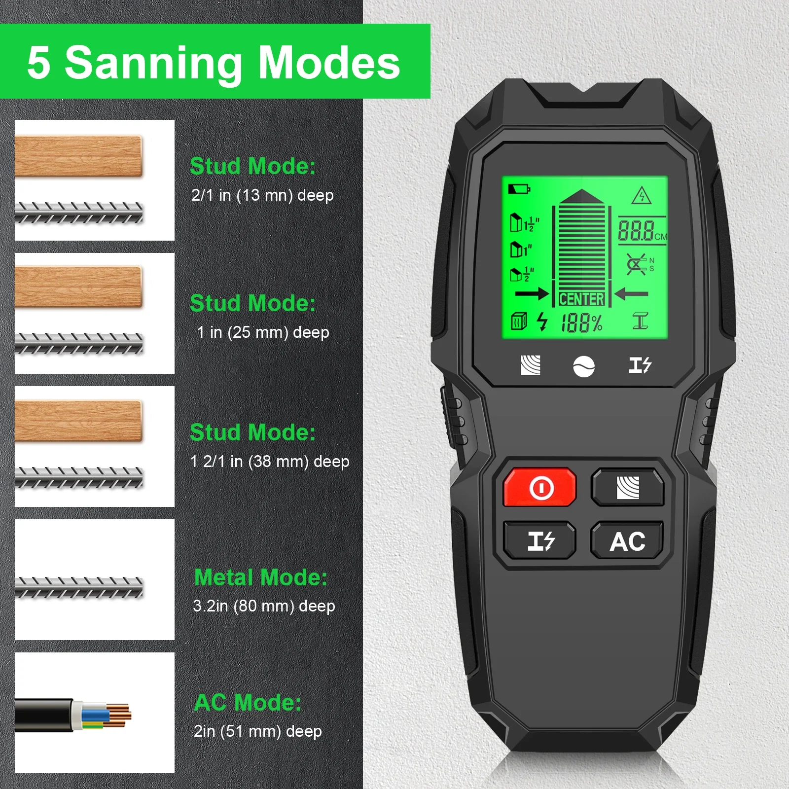 HW-QB6 5 in 1 LCD Electronic W - Stud Finder Center Finder Edge 评论和价格