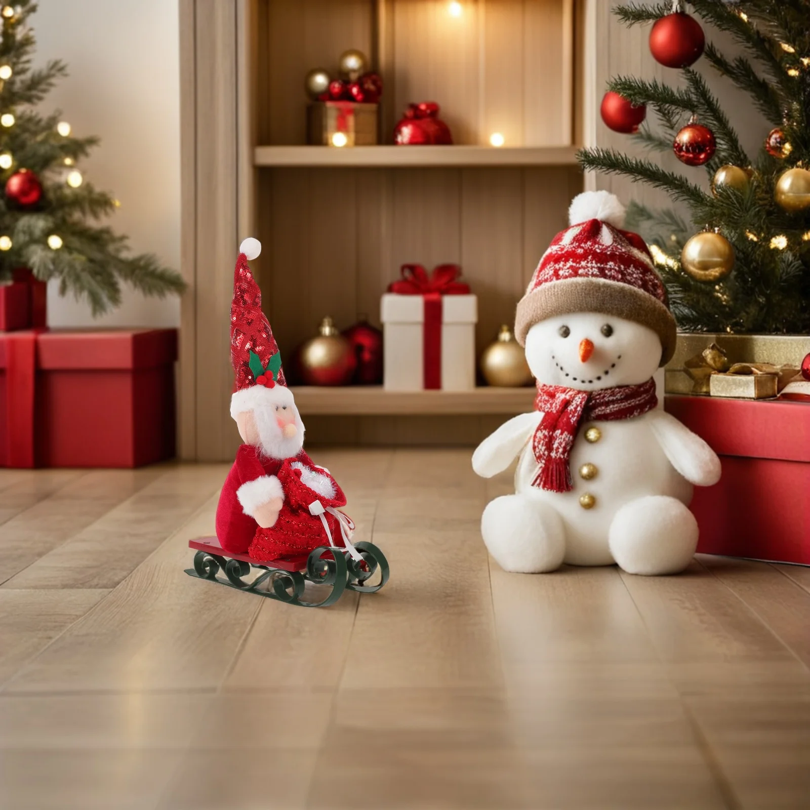 

Christmas Santa Claus Sled Ornament Cute Desktop Decoration Holiday Table Decor Festive Santa Claus Statue Christmas Table Decor