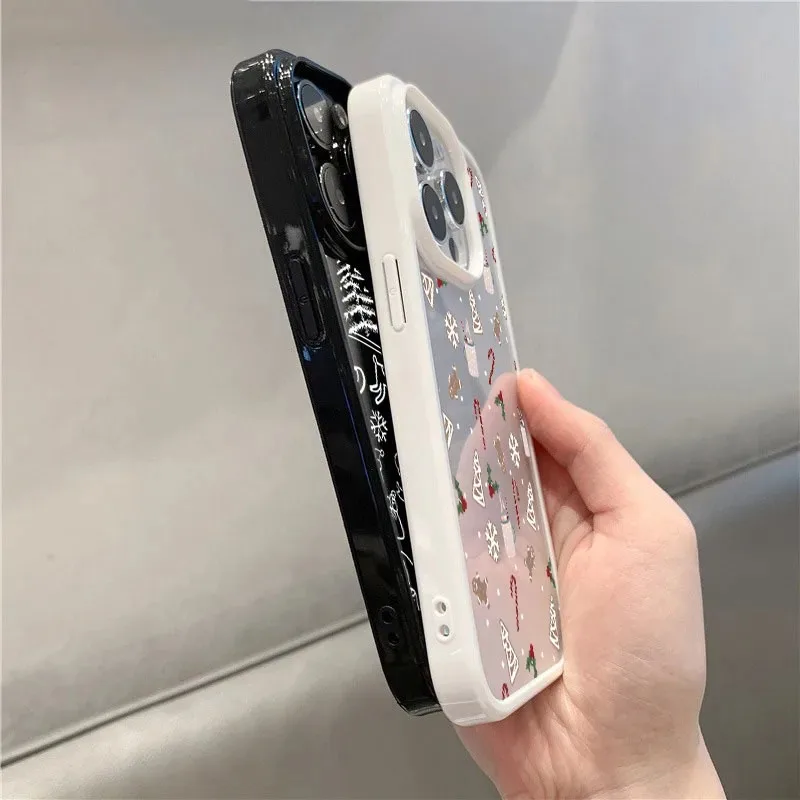 الكرتون ندفة الثلج شجرة عيد الميلاد قضية الهاتف آيفون 13 12 11 16 15 14 برو ماكس X XR XS 7 8 زائد SE 2020 مكافحة سقوط غطاء واضح #6