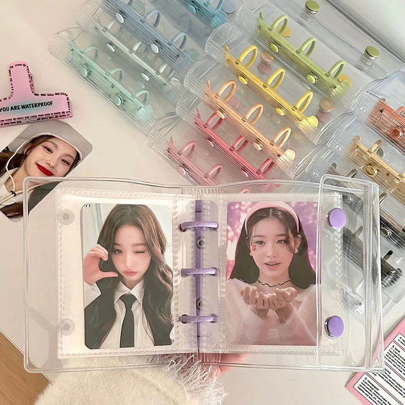 3-Zoll-Doppelknopf transparenten Binder Fotoalbum kpop Foto karten halter Idol Karte sammeln Buchbinder